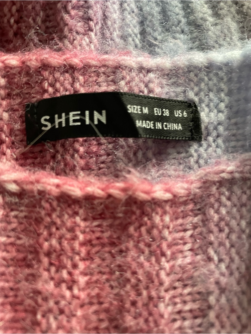 SHEIN Pink to Lavender Ombre V-Neck Knit Sweater